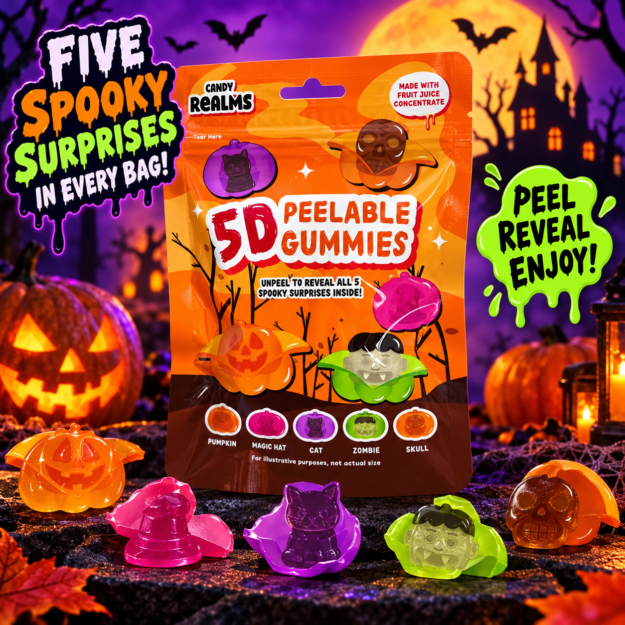 X1 Bag 5D Halloween Peelable Gummies