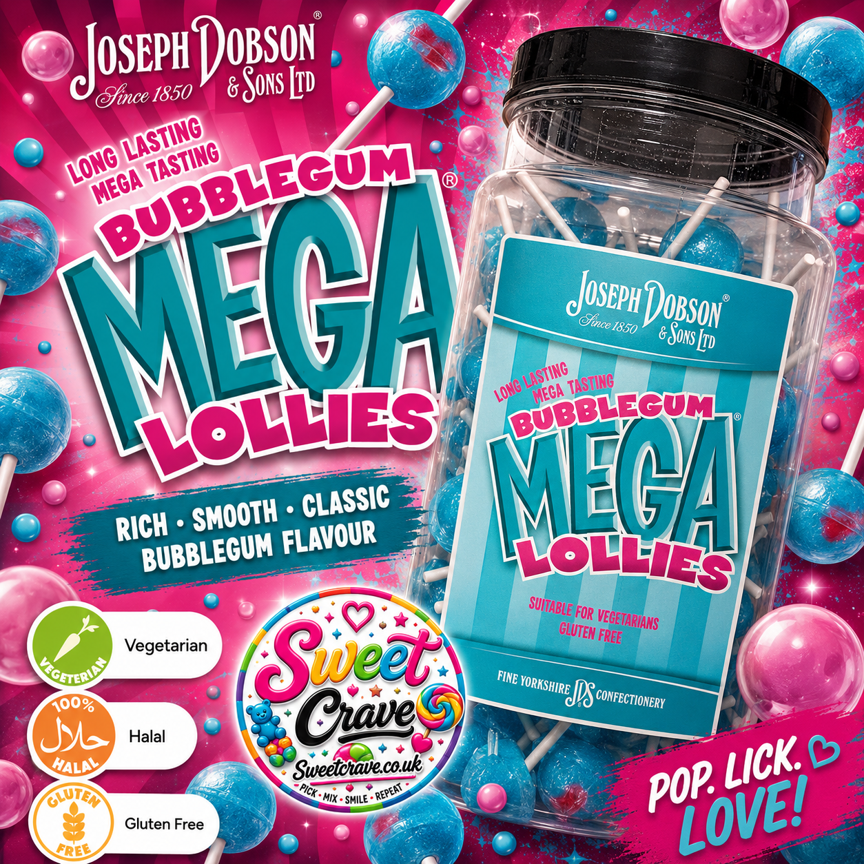 Bubblegum MEGA Lollies X5