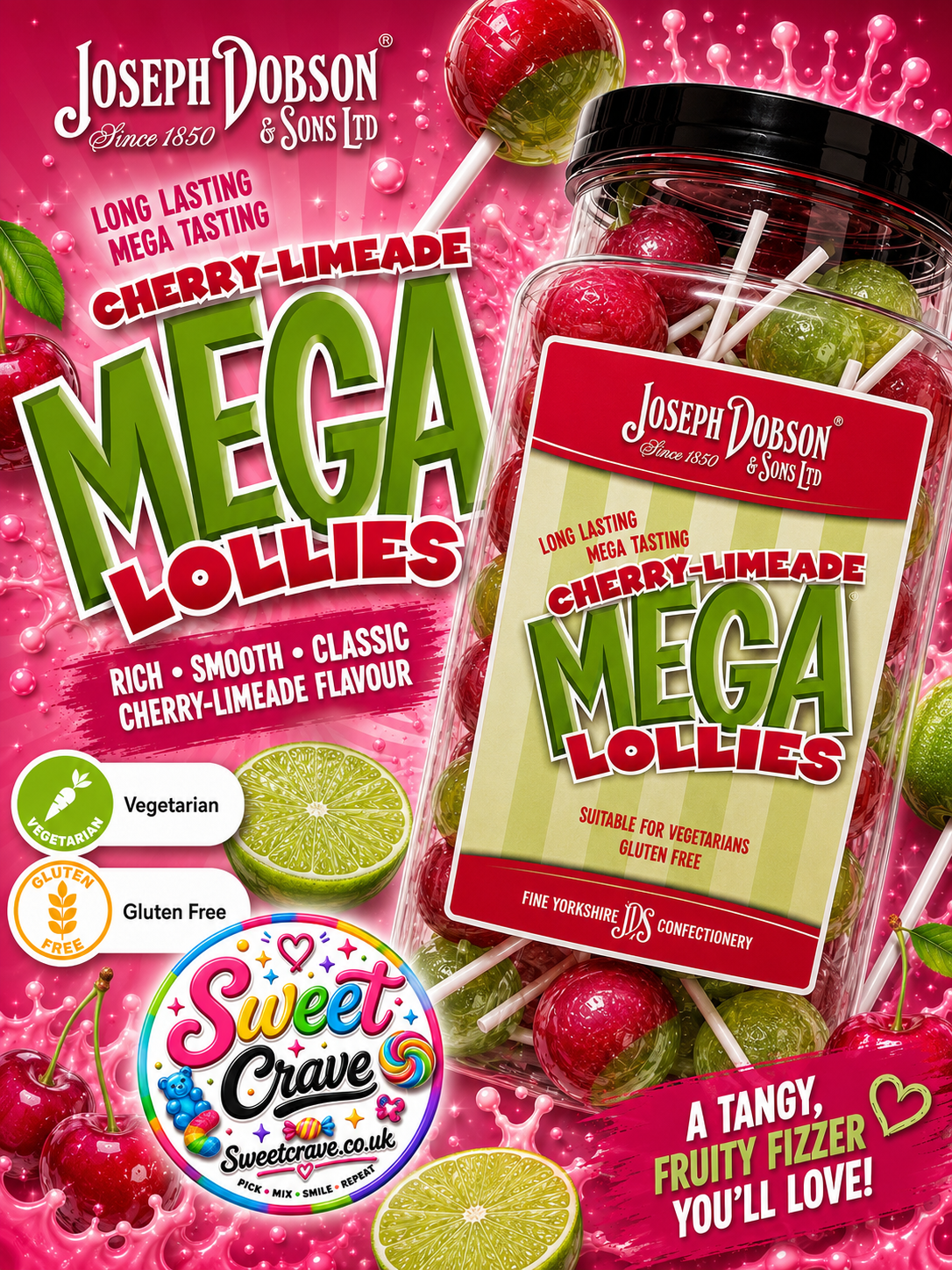 Cherry Limeade MEGA Lollies X5