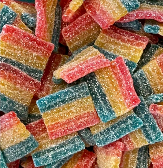 100g Mini Fizzy Rainbow Belts