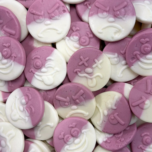 100g Raspberry Foam Smiley Faces